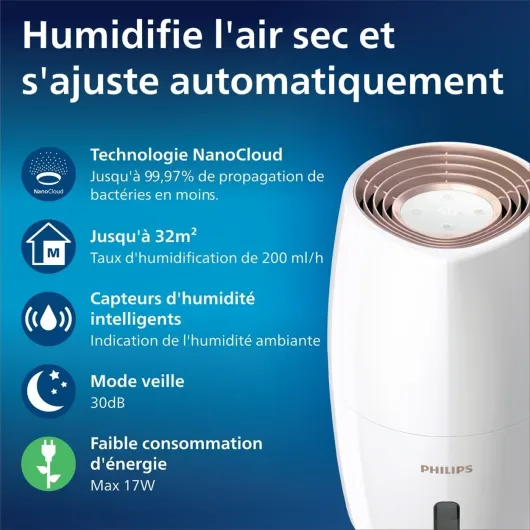 Humidificateur d'air 2000, Jusqu'à 32m², 200ml/h, Blanc Blanc Jusqu'à 32 m²