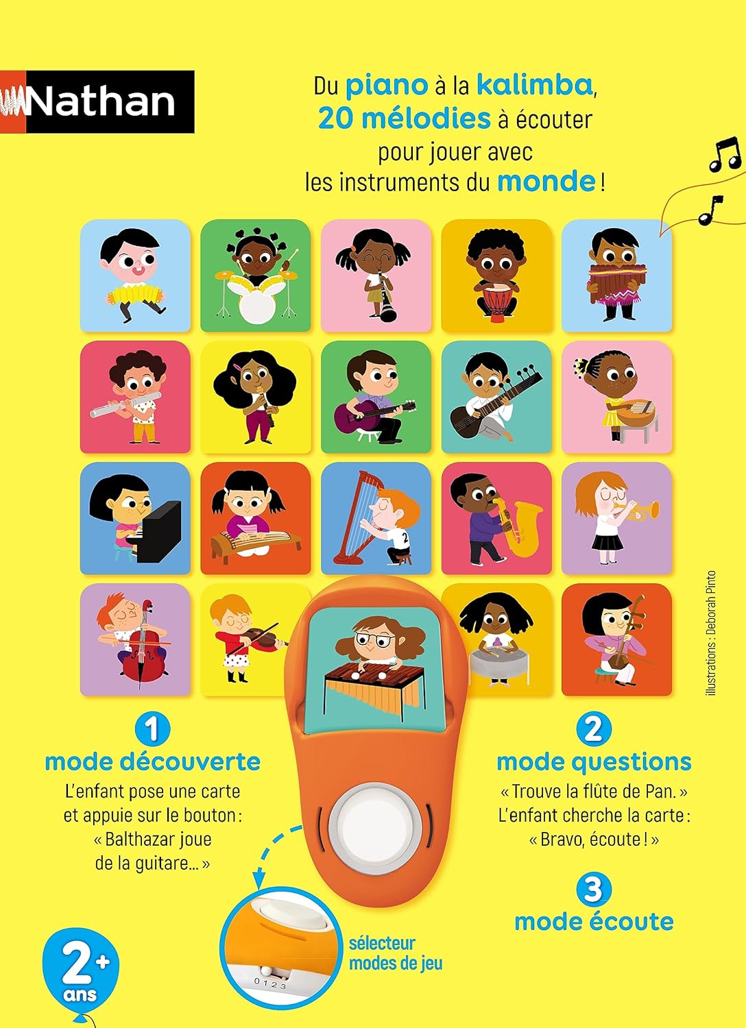 Coucou La Musique - Jeu d'Eveil Sonore et Musical - 20 Instruments de Musique du Monde et 20 mélodies à Ecouter - Jeu Educatif Electronique - Pour Enfants à partir de 2 ans musique Unique