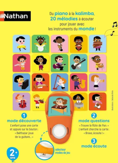 Coucou La Musique - Jeu d'Eveil Sonore et Musical - 20 Instruments de Musique du Monde et 20 mélodies à Ecouter - Jeu Educatif Electronique - Pour Enfants à partir de 2 ans musique Unique