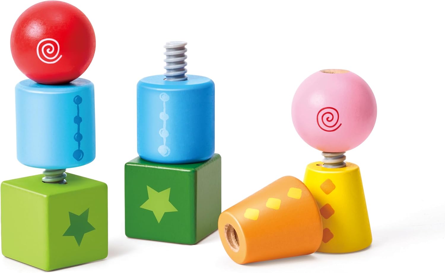 Jeu de Construction en Bois Tourne & Visse Enfant 2 Ans et Plus - Forme à Visser - Jeu Construction en Bois 8 Pièces - pour Le Développement de la Motricité, la Dextérité & l'esprit Logique