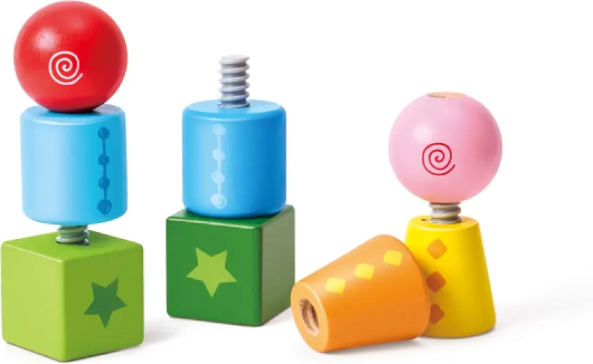 Jeu de Construction en Bois Tourne & Visse Enfant 2 Ans et Plus - Forme à Visser - Jeu Construction en Bois 8 Pièces - pour Le Développement de la Motricité, la Dextérité & l'esprit Logique