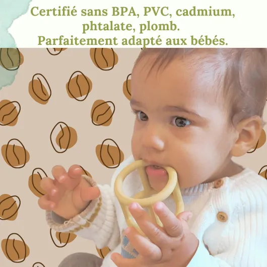 Jouets d'éveil bébé 1er âge - Coffret naissance mixte montessori garçon et fille - 5 Jeux d'activité et de développement sensoriel bois et silicone, Balle, Formes, Hochet, Roues, 3 Mois>3 Ans
