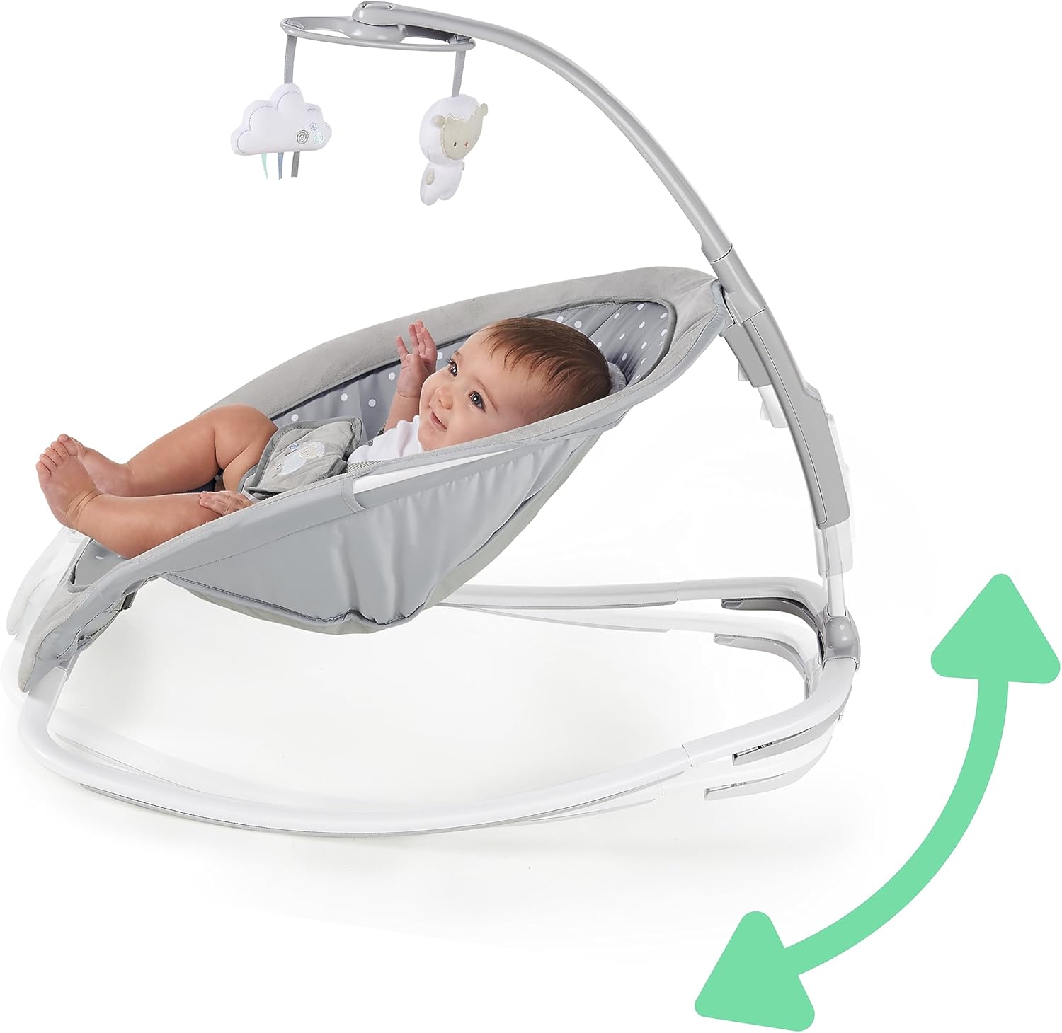 , Transat Évolutif et Siège Sauteur Bébé - Cuddle Lamb avec vibrations, arche de jeu, 2 jouets, 12 mélodies, pliable, volume réglable, ergonomique, dès la naissance à 18 kg
