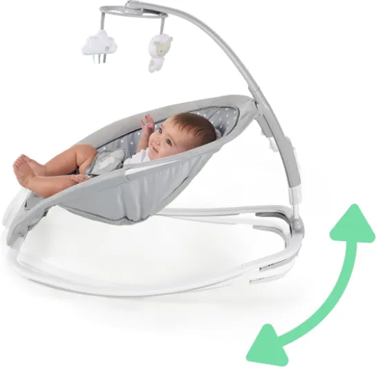 , Transat Évolutif et Siège Sauteur Bébé - Cuddle Lamb avec vibrations, arche de jeu, 2 jouets, 12 mélodies, pliable, volume réglable, ergonomique, dès la naissance à 18 kg
