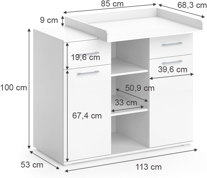 Commode à Langer Leonie, Blanc, 113 x 100 cm