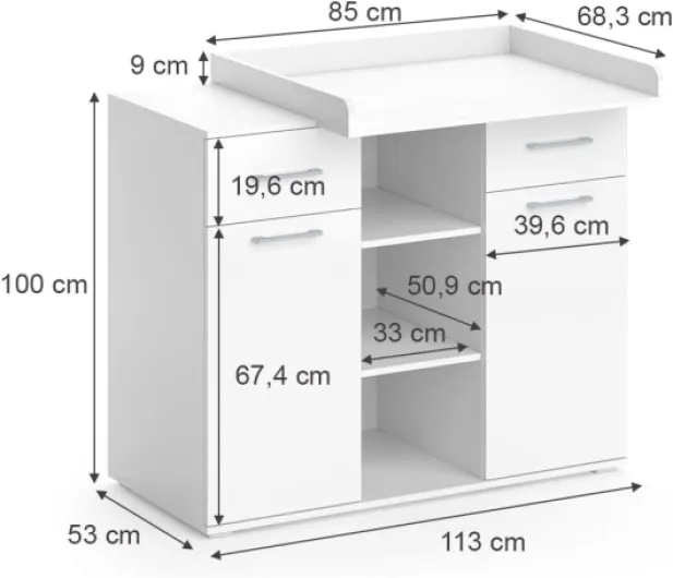 Commode à Langer Leonie, Blanc, 113 x 100 cm