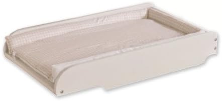 Plan à Langer Blanc + Matelas Imperméable "Vichy beige" - à Poser sur Lits Bébé de 60x120 et 70x140 - Motif Carreaux Beige Blanc / Vichy beige