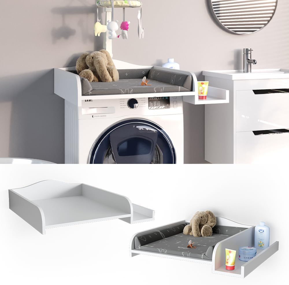 Plan à langer, Blanc, 83 x 72 cm sur machine à laver