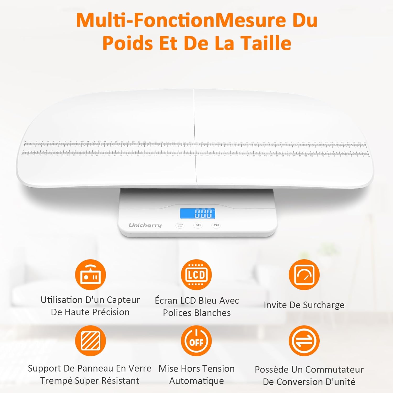 Pèse-Bébé, balance bebe multifonctionnel avec plateau amovible, Pèse-Bébé numérique avec fonctions de tare et de maintien, Mesure avec précision bébé,animal de compagnie et adulte(Max:100kg) Pas De Bluetooth