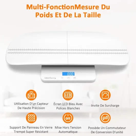 Pèse-Bébé, balance bebe multifonctionnel avec plateau amovible, Pèse-Bébé numérique avec fonctions de tare et de maintien, Mesure avec précision bébé,animal de compagnie et adulte(Max:100kg) Pas De Bluetooth