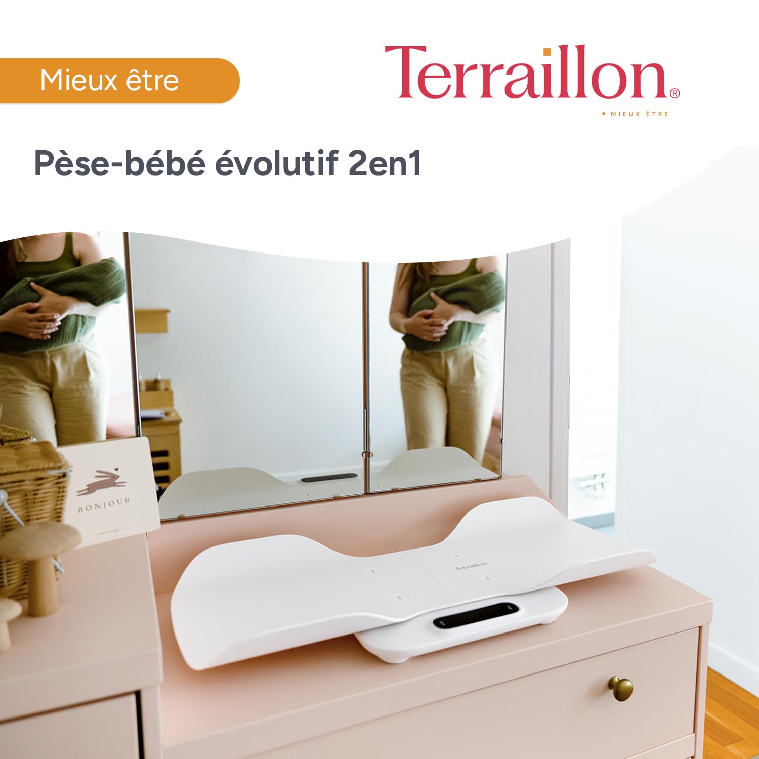 BABY FIT - Pèse Bébé 2 en1 électronique, Nacelle Détachable, Fonction comparaison de poids, Verrouillage enfant, Graduation 5-10-15g,Capacité 180 kg Housse Incluse, Blanc