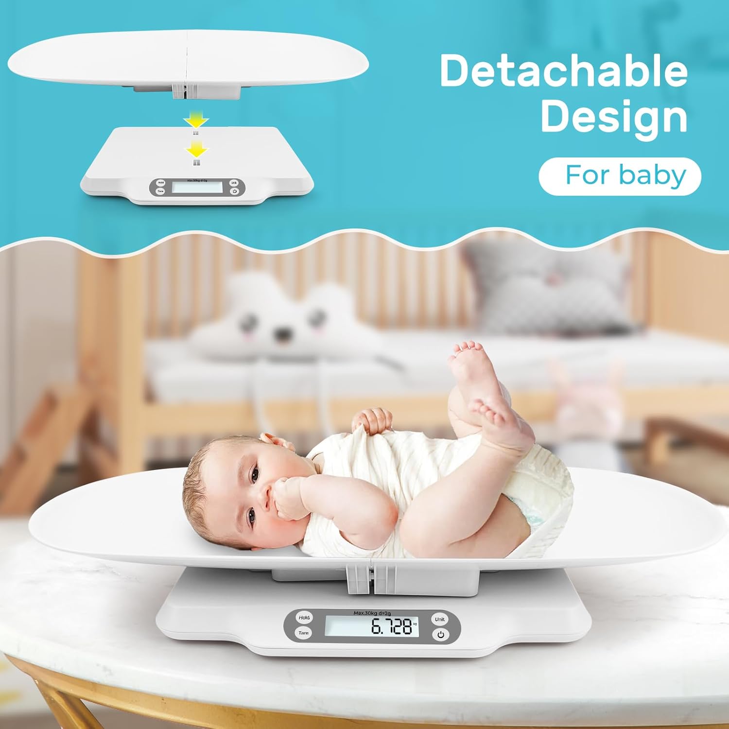 Balance numérique pour animaux de compagnie, bébé, avec 2 plateaux amovibles, balance numérique LCD avec 4 modes de pesée (kg/oz/lb/ml), avec planche à gratter et jouet pour chat, pour chats, animaux