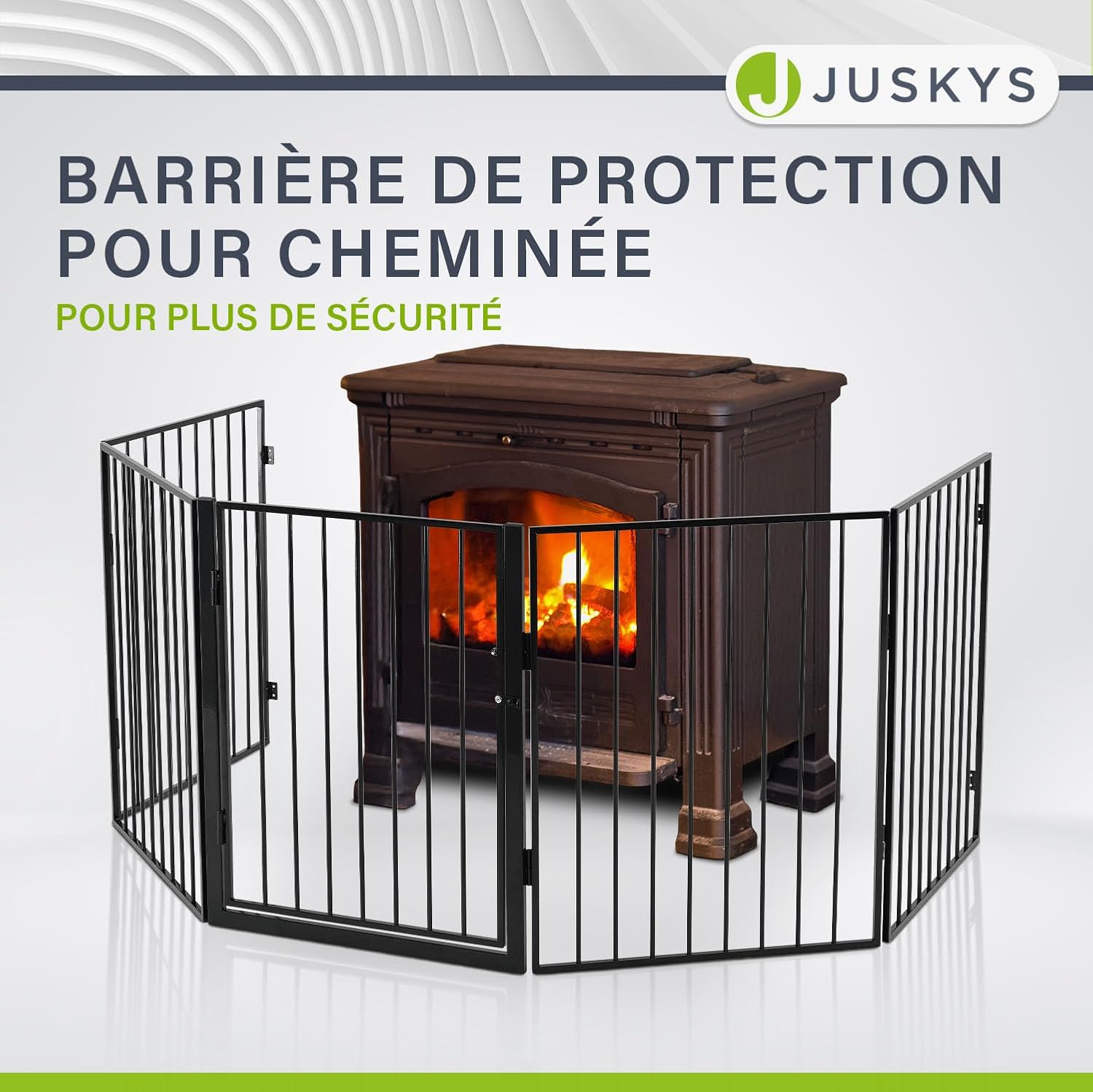 Grille de sécurité 300 x 76 cm Pliable pour cheminée — Grille de Protection pour Animaux — 5 éléments avec Porte — Barrière de sécurité Grille de sécurité