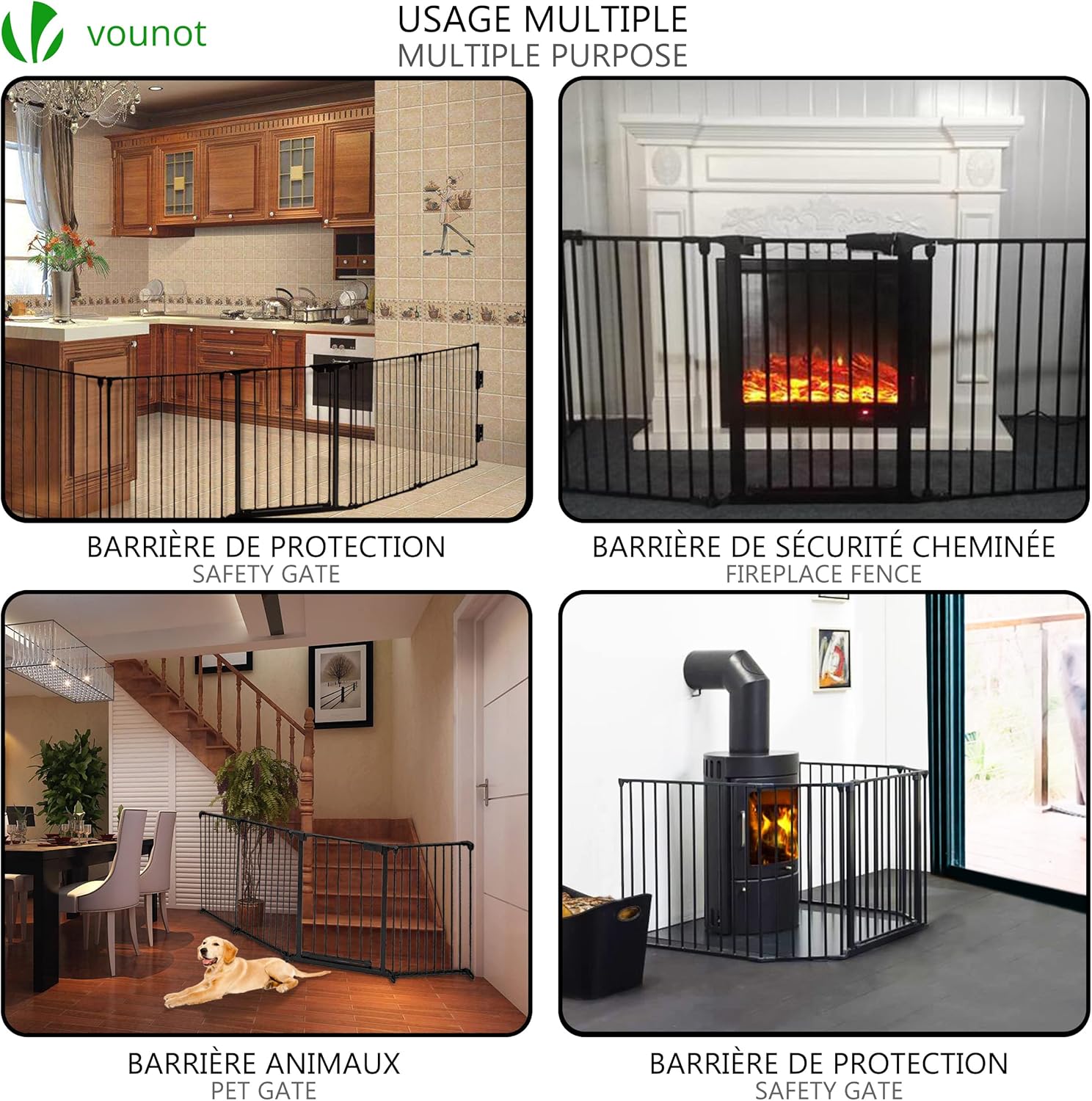 ® Barrière de Sécurité Pliable Grande Version 3M Barrière de Protection cheminée 5 Panneaux Pré-assemblé 300cm Noir