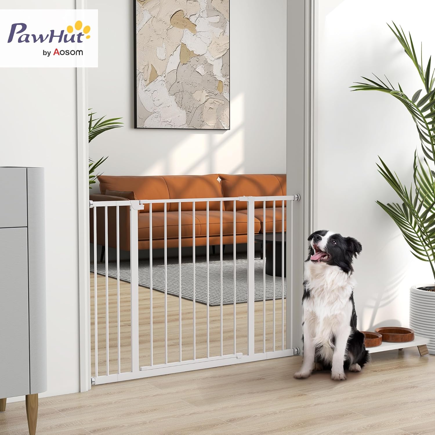 Barrière de sécurité Longueur réglable dim - 76-107l x 76H cm sans perçage métal Plastique Blanc Neutre 72-107l x 76H cm