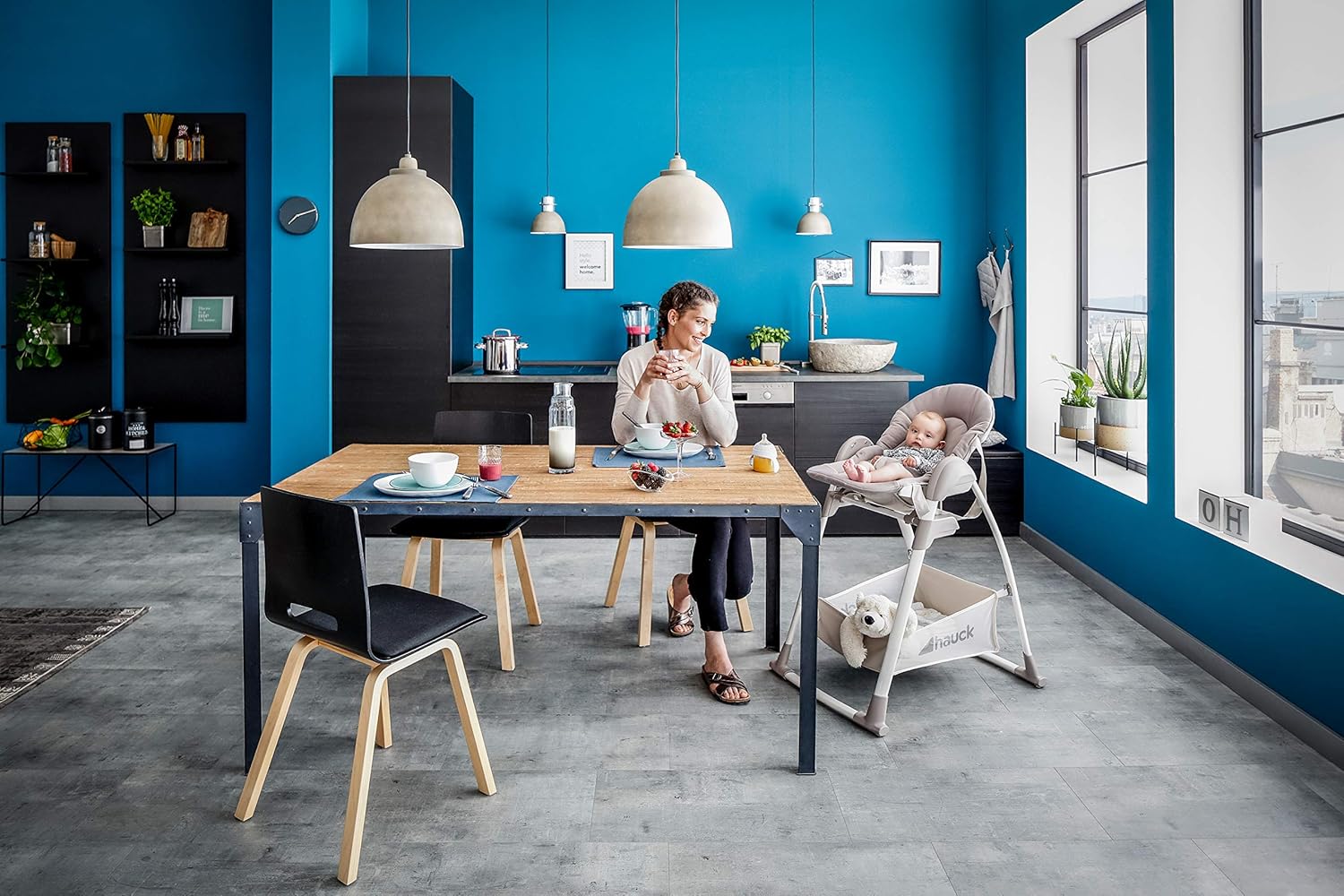 Chaise Haute Bébé Sit N Relax 3en1, Inclus Transat Balancelle Bebe avec Arche de Jeux, De Naissance à 15 kg, Réglable en Hauteur, Tablette Repas, Roues, Panier, Pliable, Stretch Gris stretch grey Sit N Relax 3in1