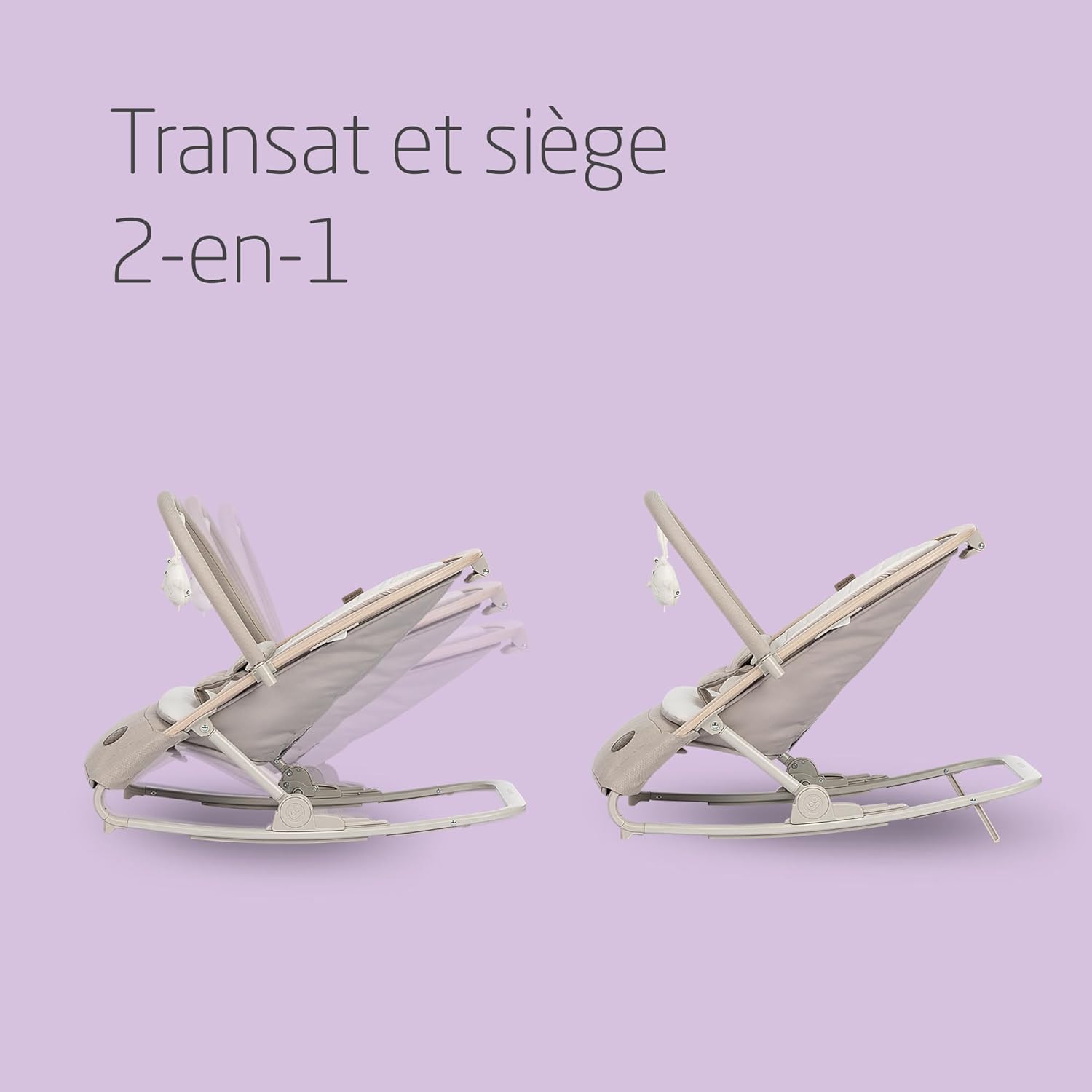 Maxi-Cosi Kori chaise transat bebe et siège 2-en-1 avec arche à jouets, 0-2 ans, jusqu'à 15 kg, baby bouncer, transat nouveau-né, 3 positions d'inclinaison, harnais facile à installer, Classic Beige