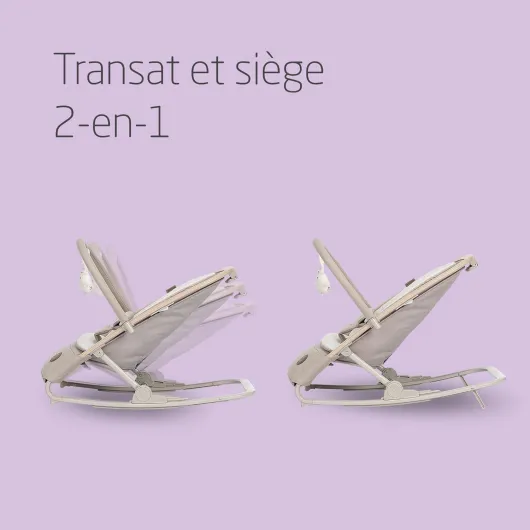 Maxi-Cosi Kori chaise transat bebe et siège 2-en-1 avec arche à jouets, 0-2 ans, jusqu'à 15 kg, baby bouncer, transat nouveau-né, 3 positions d'inclinaison, harnais facile à installer, Classic Beige