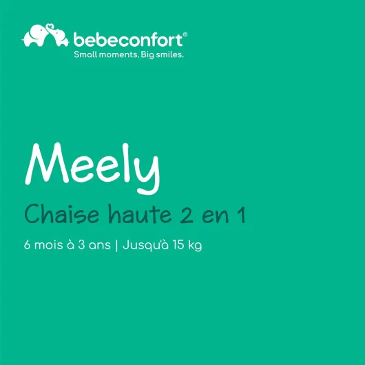 Meely, Chaise Haute Bébé Évolutive 2-en-1, 6 Mois - 3 Ans (max - 15 kg), Chaise Haute Légère (3,3 kg), Chaise Bébé Portable, Nettoyage Facile, Harnais de Sécurité 5 Points, Dark Grey