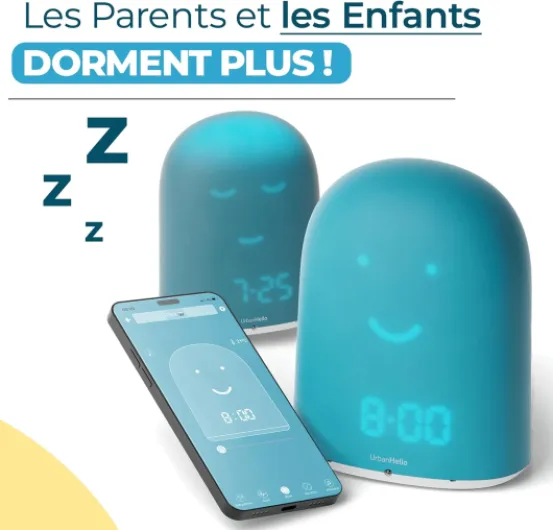 REMI - Babyphone + Réveil Enfant pour Apprendre à Dormir Plus - Suivi du Sommeil - Veilleuse - Boite à Histoires (Bleu)