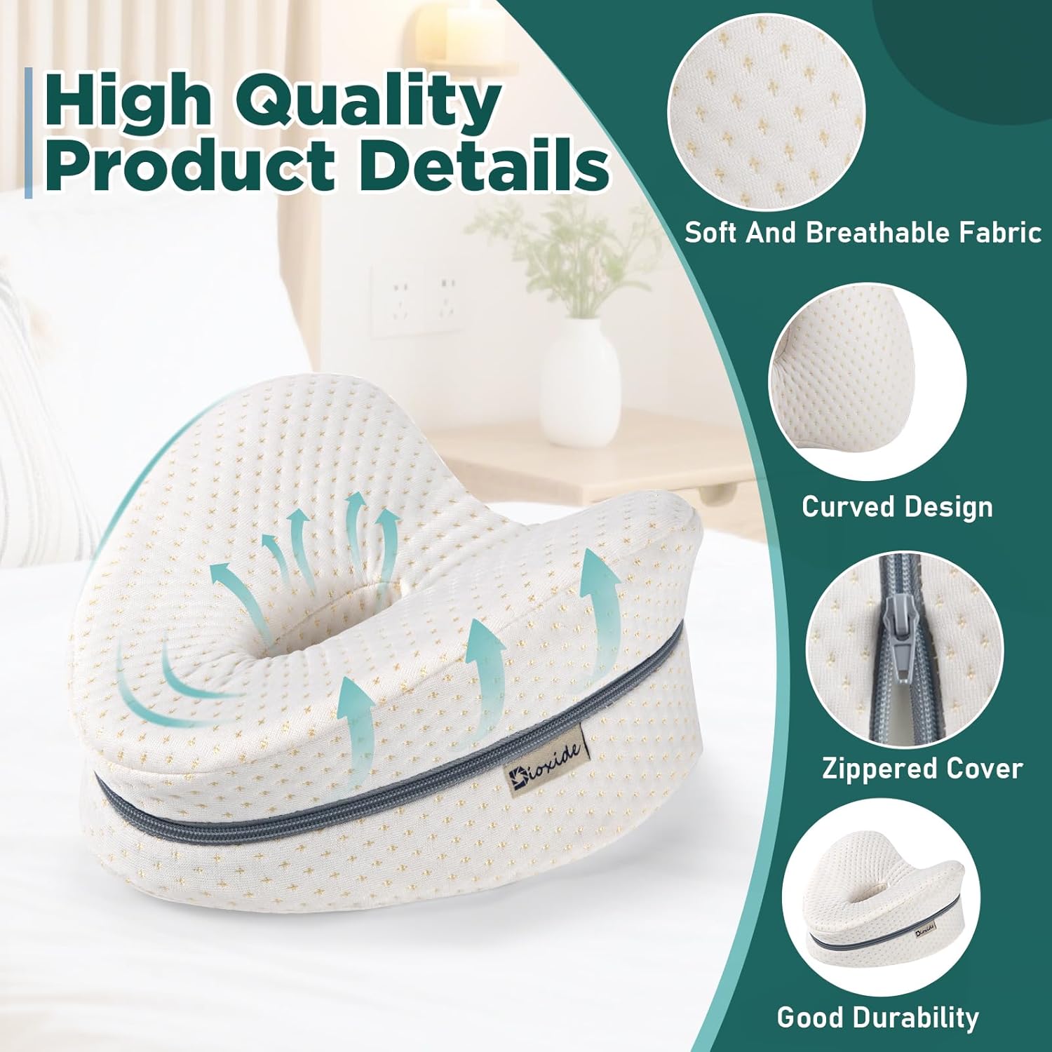 Coussin Genoux pour Dormir, Coussin Orthopédique des Dormeurs Latéraux avec Mousse à Mémoire, Coussin Jambes Dormir pour Les Jambes, Genoux, Hanches, Dos et Grossesse(Blanc)