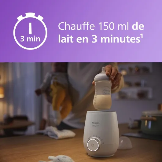 PHILIPS Avent Premium - Chauffe-biberon rapide, avec contrôle intelligent de la température, technologie de bain-marie, arrêt automatique, modèle SCF358/00 chauffe biberon