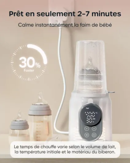 Chauffe Biberon, Nuliie Stérilisateur Électrique Rapide 10 en 1 pour Lait Maternel ou Formule avec Minuterie Numérique Contrôle intelligent de la Température et Arrêt Automatique, 220V blanc