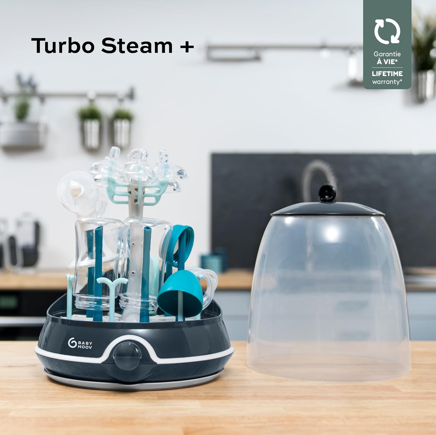 Turbo Steam Plus Stérilisateur vapeur 2 en 1 et égouttoir pour biberons