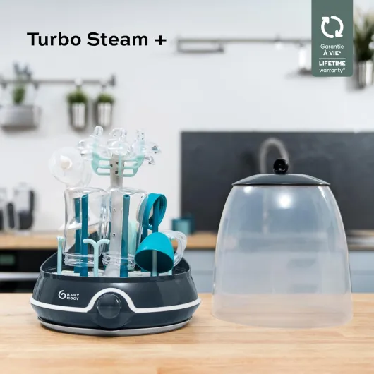 Turbo Steam Plus Stérilisateur vapeur 2 en 1 et égouttoir pour biberons