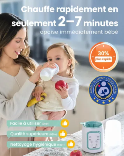 Chauffe Biberon 10 en 1 Chauffe-Biberon Électrique Rapide - Garde au chaud les aliments pour bébé et le dégivrage - Sans BPA - Chauffe Lait Maternel/Infantile avec écran LCD vert Green 2