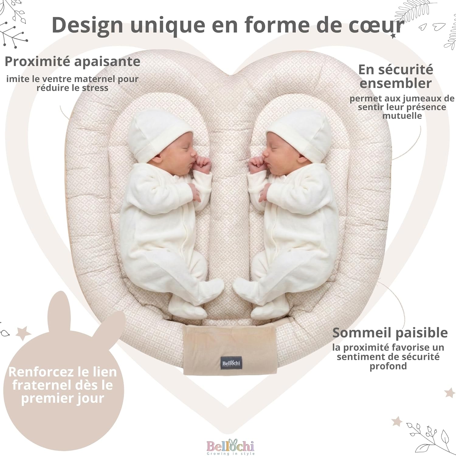 Cocoon Bellochi pour Jumeaux - Nid pour Bébé 100x100 cm - Cocon de Bébé - Sécurité et Confort - Cocon Multifonctionnel - LUX Collection
