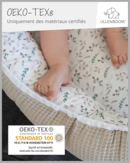 Réducteur lit bébé Sable Floral - 95x55 cm - Nid d’Ange bébé Öko-Tex et fabriqué dans l'UE - Motif Baleines Bleues – en Coton Douillet, Convient comme lit de Voyage ou cale bébé