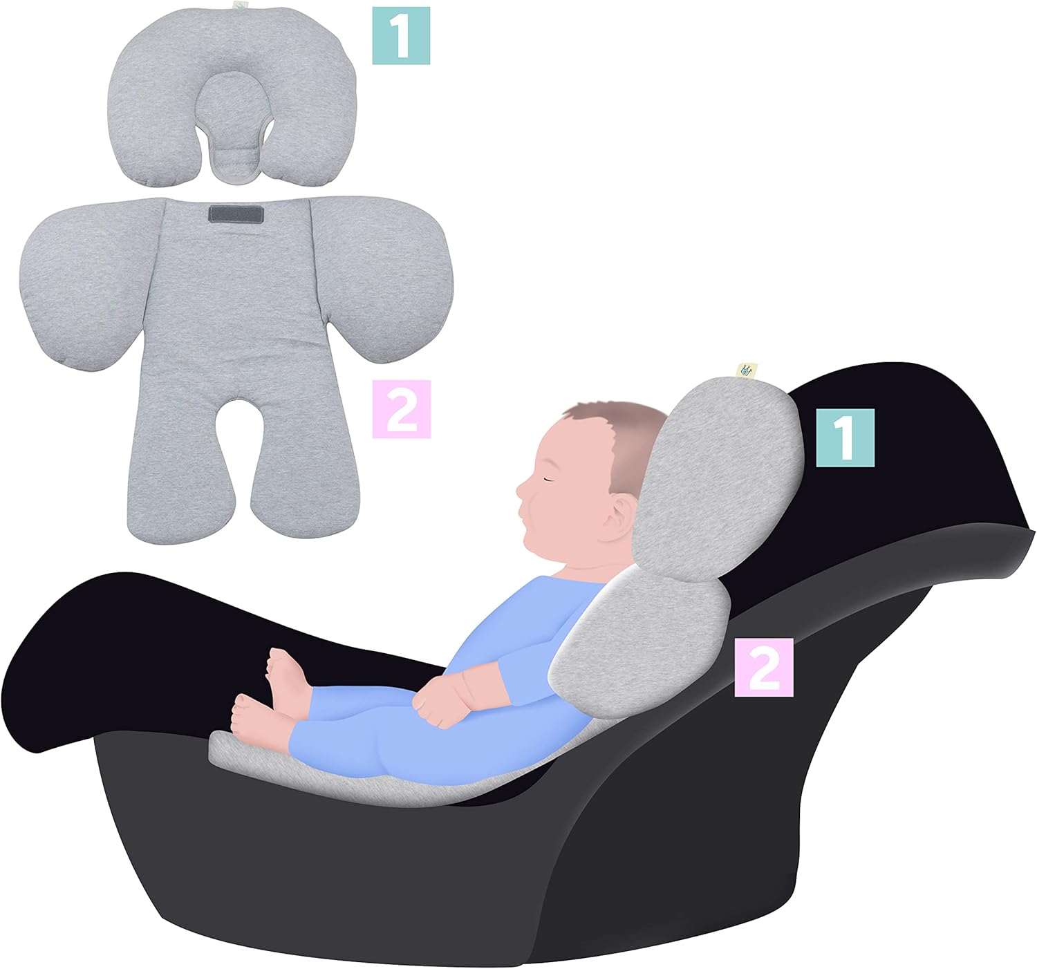 Kids Réducteur Universel Bébé 2 Pièces en Coton Biologique pour Poussette Et Siège Auto Groupe 0 Fabriqué À Barcelone – Soutien Tête Et Corps – Black Series Black Series Soutien de la tête et du corps