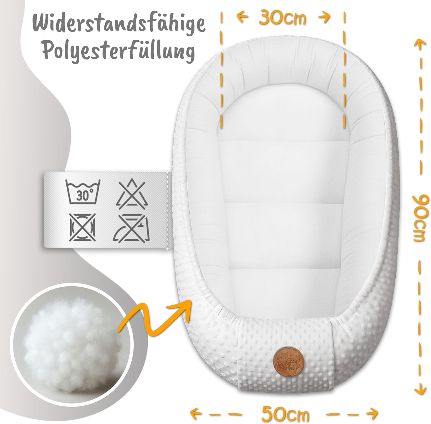 Réducteur de Lit Bébé 90x50cm en Minky Polyvalent pour Nid d'ange Couffin et Naissance Chaud et Doux et Accessoires pour nid Douillet Winter Cocon Beige avec Étoiles Blanches Beige avec Étoiles Blanches 90x50 cm