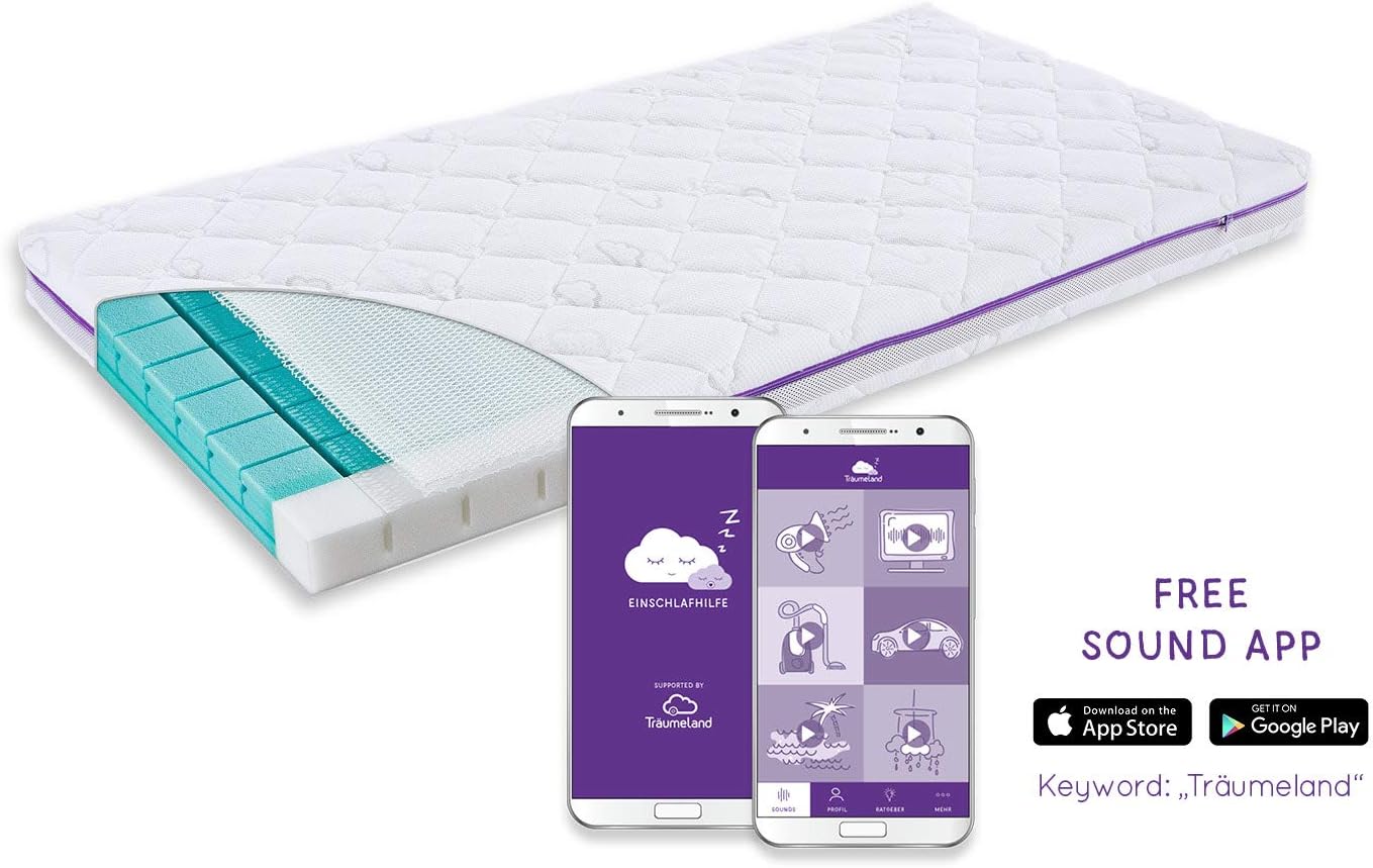 Träumeland T015051 Matelas Bébé Mer de Nuages 60x120x11 cm 60x120 cm 60 x 120 cm