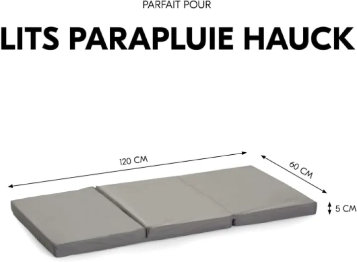 Matelas Lit Parapluie Bébé 120x60x5 cm Sleeper – Compatible Dream N Play Plus, Sleep N Play Go Plus, Play N Relax Center – Compact, Sac de Transport, Gris Gris Sleeper