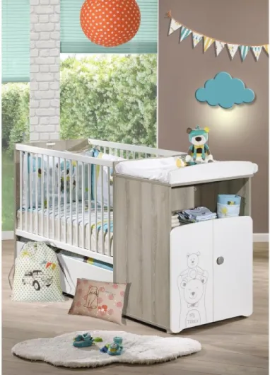 BabyPrice Lit combiné évolutif 120x60 en 90x190 en Bois Blanc Blanc 100L x 66l x 179H cm