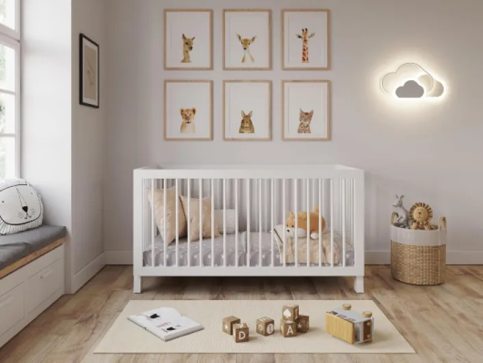 Lit Bebe Evolutif 140x70cm Transformable avec Barrière de Sécurité Blanc Alex lit evolutif Bebe en Bois Lit évolutif Enfant - Baby Bed, lit Bebe Fille, garçon
