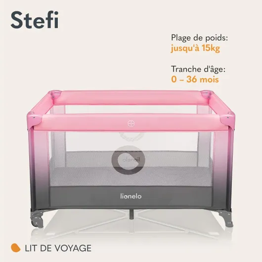 Stefi lit Bebe Bebe jusqu'à 15 kg, entrée latérale, Dispositif de Protection Contre Le Pliage accidentel LockGuard, système de Pliage Rapide, Sac de Transport (Pink) Rose STEFI