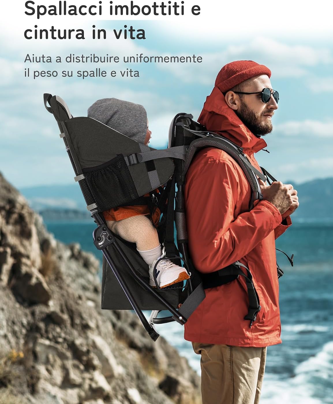 Porte-bébé de randonnée, Sac à dos pour enfant, à usage en extérieur, Pliable Noir2