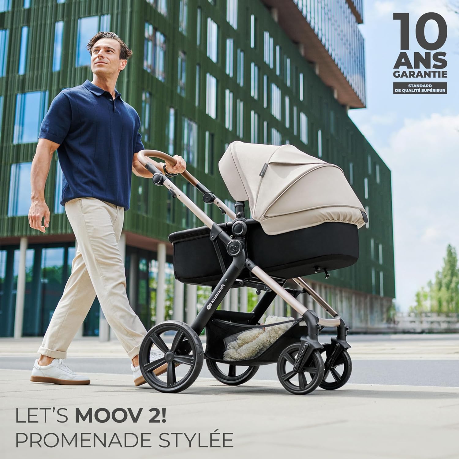 Kinderkraft MOOV2 AIR Poussette 4 en 1 Mink PRO I-Size, système de voyage, poussette bébé, poussette pliable, de la naissance à 3 ans, Noire CLASSIC Black