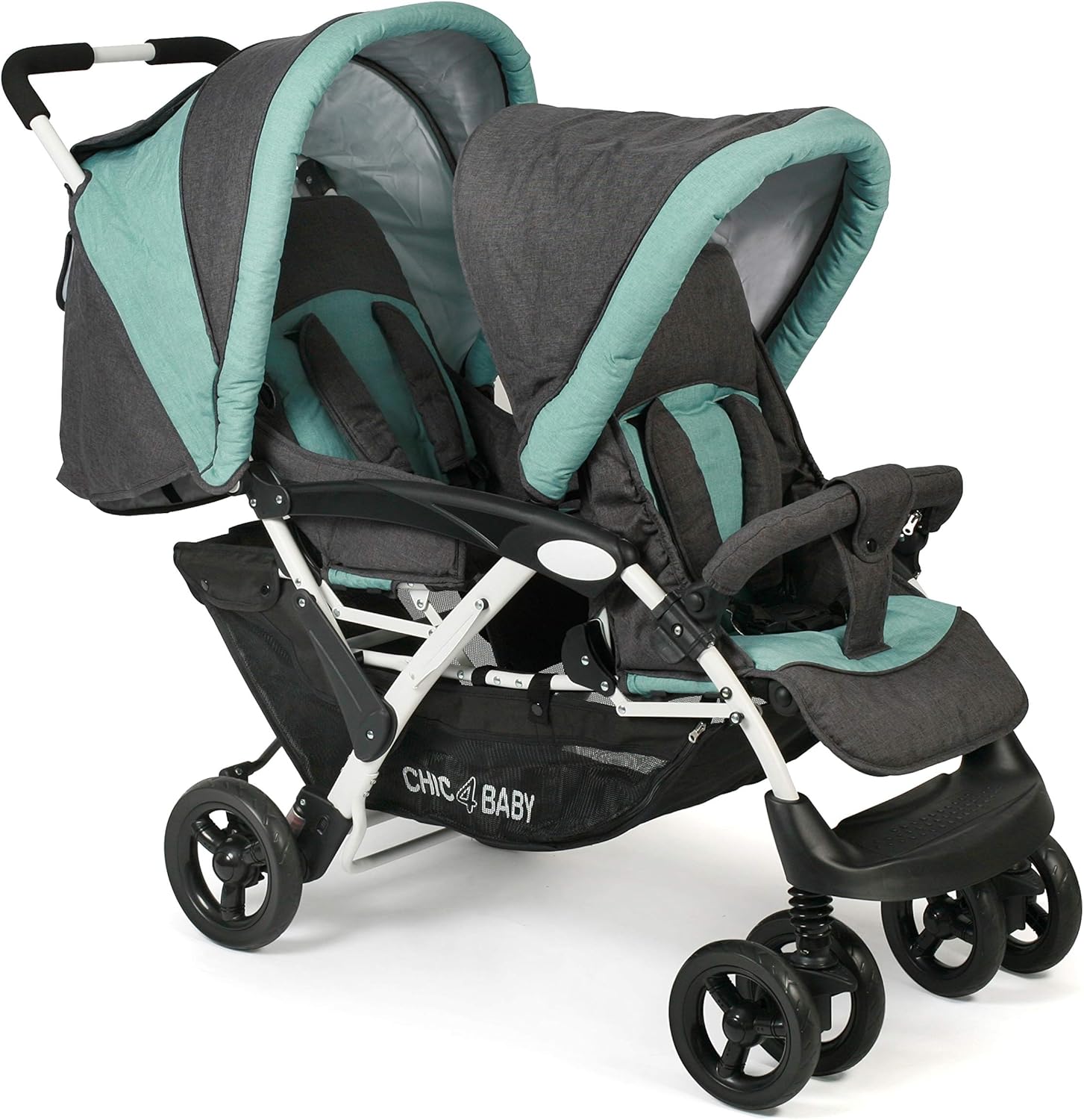 CHIC 4 BABY - Poussette double avec sac de transport et protection contre la pluie, tandem pour frère et sœur