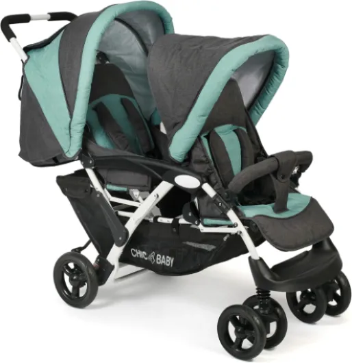 CHIC 4 BABY - Poussette double avec sac de transport et protection contre la pluie, tandem pour frère et sœur