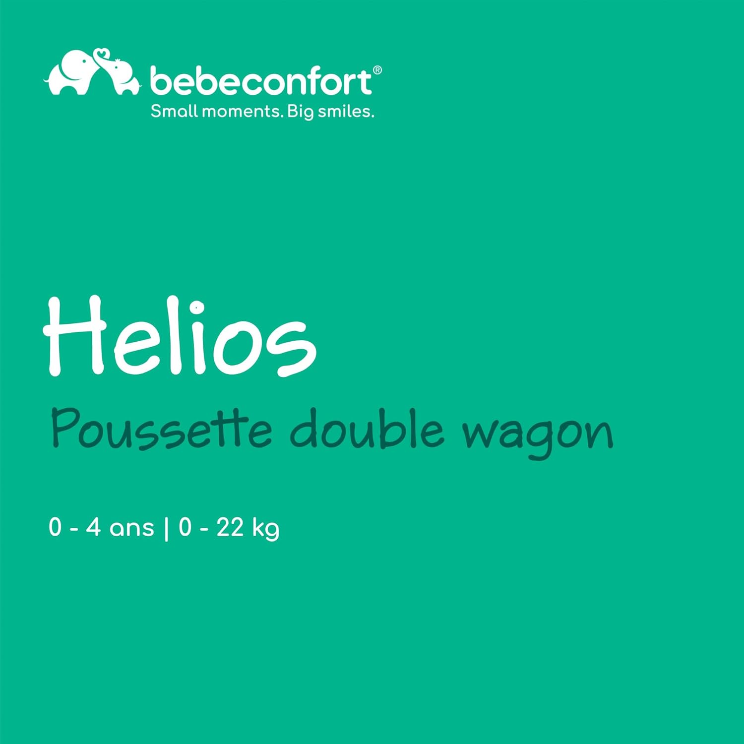 Helios, Poussette Double Dès la Naissance, 0-4 ans, 0-22 kg, 2 Sièges Face-à-face, Grandes Roues Tout-terrain, Pliage Compact, Poussette Wagon, Auvent de Protection, Mineral Graphite