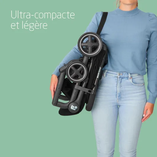Maxi-Cosi Lara², Poussette Canne, 0-4 ans, 0-22 kg, Poussette Bebe Légère et Compacte, 3 Positions d'Inclinaison, Position Allongée, Pliage Automatique, Bandoulière, Essential Black Lara 2 Essential Black