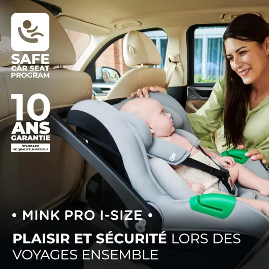 Kinderkraft MINK PRO I-size 40-75 cm, Siège Auto avec la base Isofix MINK FX, Insert pour les bébés, Systèmes de sécurité, Appui-tête réglable, Poignée de transport, Noir