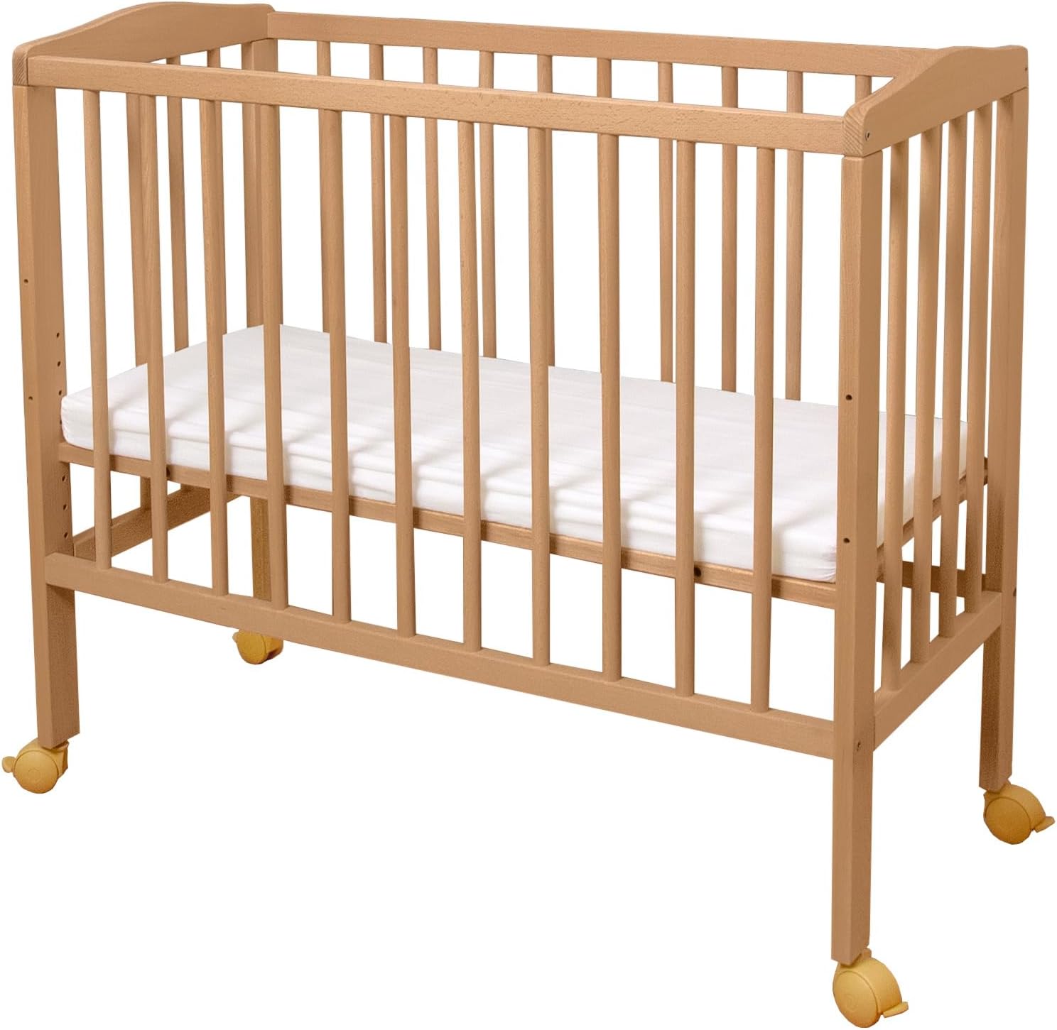 WALDIN Lit cododo pour Berceau - Hauteur réglable - Bois Naturel ou Blanc laqué,Non traité,Surface de Couchage Extra Large : L 90 x l 55