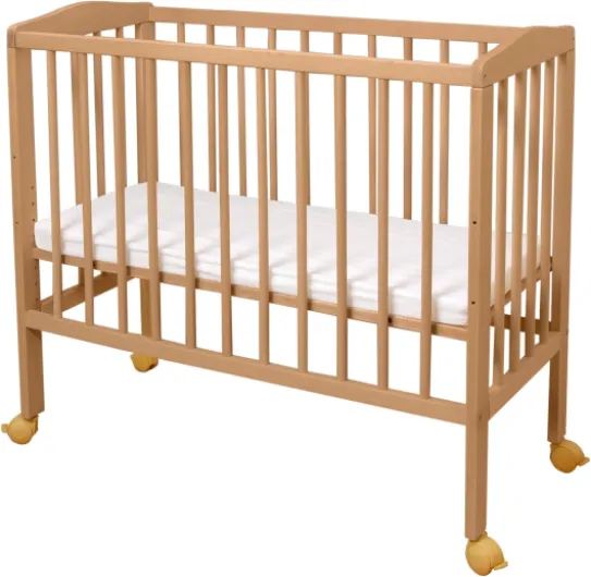 WALDIN Lit cododo pour Berceau - Hauteur réglable - Bois Naturel ou Blanc laqué,Non traité,Surface de Couchage Extra Large : L 90 x l 55