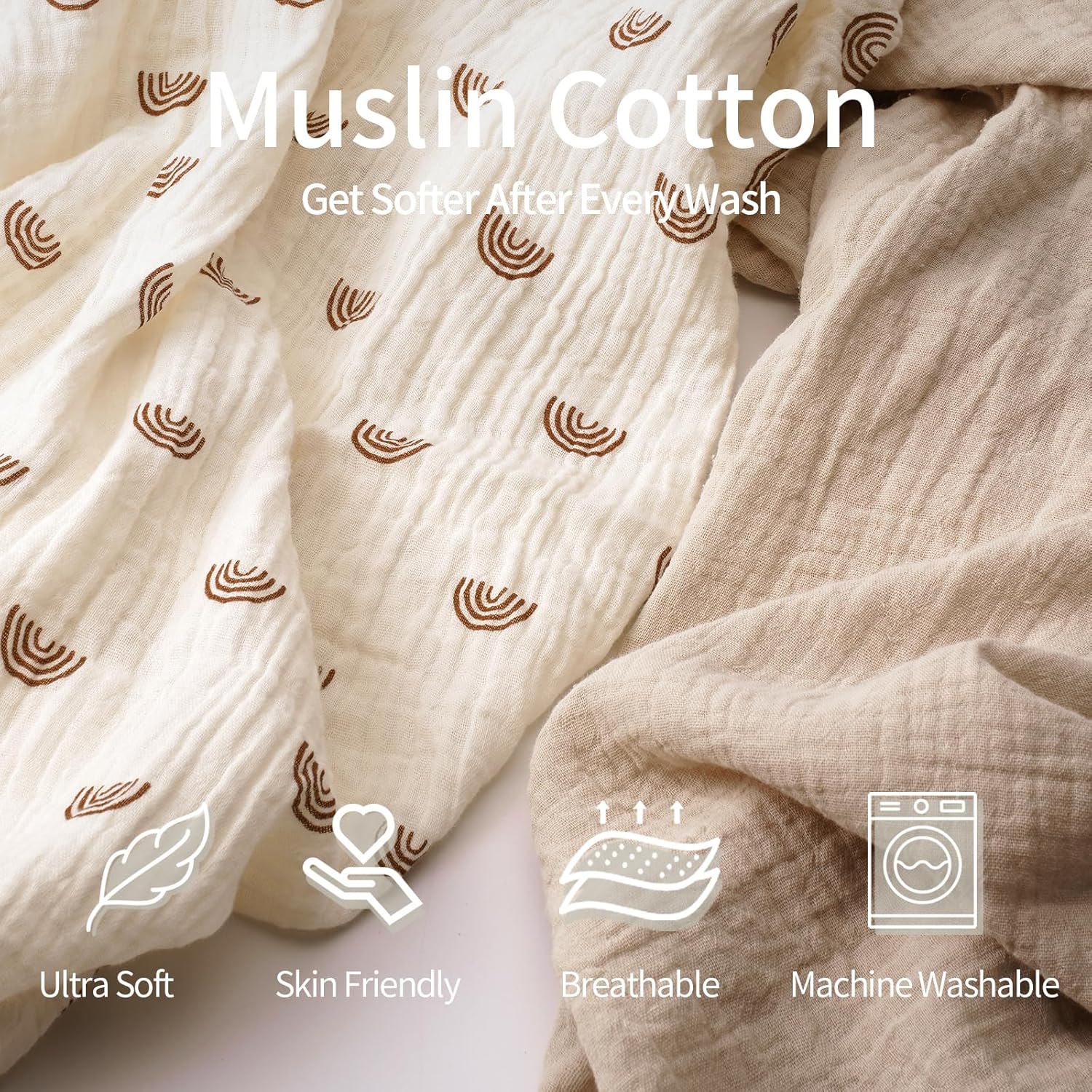 Drap Housse Cododo en Mousseline de Coton 90x50CM, 100% Coton Draps-Housses pour Couffin, Draps de Berceau pour Matelas Ovale et Rectangulai 50x83 cm,55x90 cm,50x90 cm (Arc-en-Ciel)