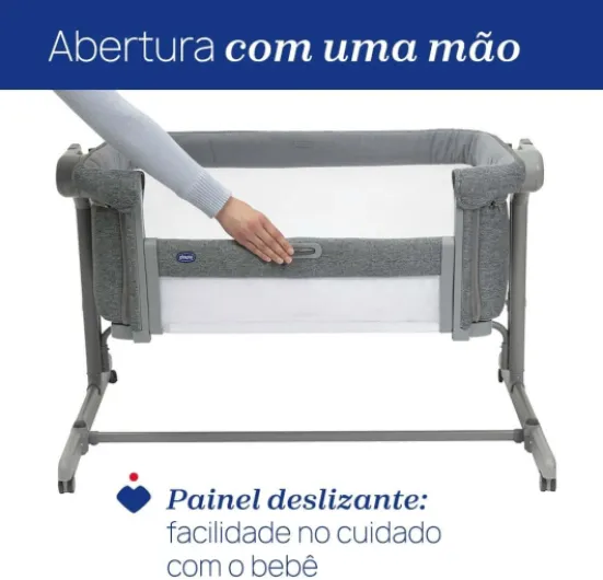 Next2Me Magic Evo, Berceau Bébé Cododo, Lit Bébé Cododo, avec Mode Balançoire, Rail Ouvrable, 11 Niveaux de Hauteur, Réglable en Hauteur, 4 Roues, Matelas et Sac de Voyage Inclus, Gris Clair Light Grey Magico Evo